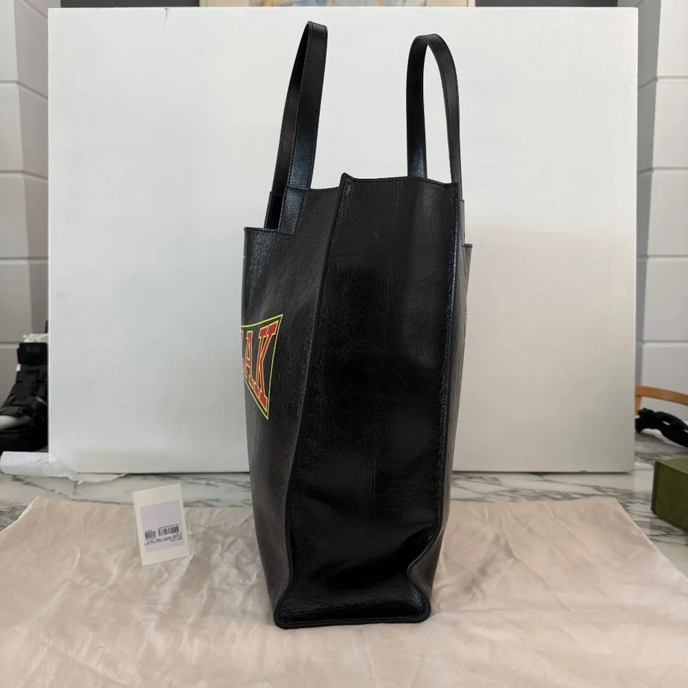 Bally x DJ‎ Leo Mas Muzak-print tote bag, Black leather